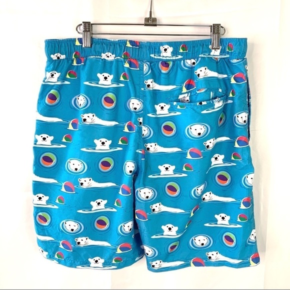 SURF SOCIETY SWIMWEAR BLUE BERMUDA MEN PRINT POLAR BEAR BERMUDA ADJUSTABLE LARGE - Picture 4 of 11